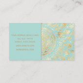 エレガント金ゴールド光ティール（緑がかった色）フローラ 名刺 (裏面)