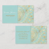 エレガント金ゴールド光ティール（緑がかった色）フローラ 名刺 (正面/裏面)