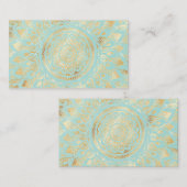 エレガント金ゴールド光ティール(緑がかった色)フローラ 名刺 (正面/裏面)