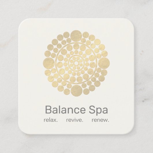 エレガント金ゴールド円のMotifロゴ スクエア名刺 (正面)