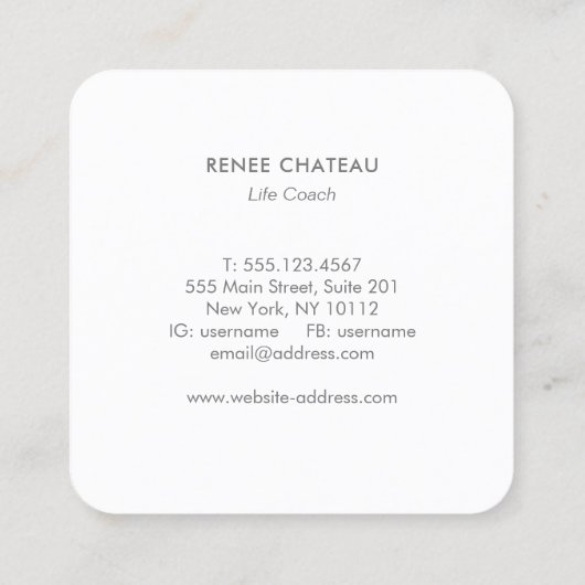 エレガント金ゴールド円のMotifロゴ スクエア名刺 (裏面)