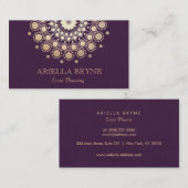 エレガント金ゴールド円パープルイベントプランナー 名刺 (正面/裏面)