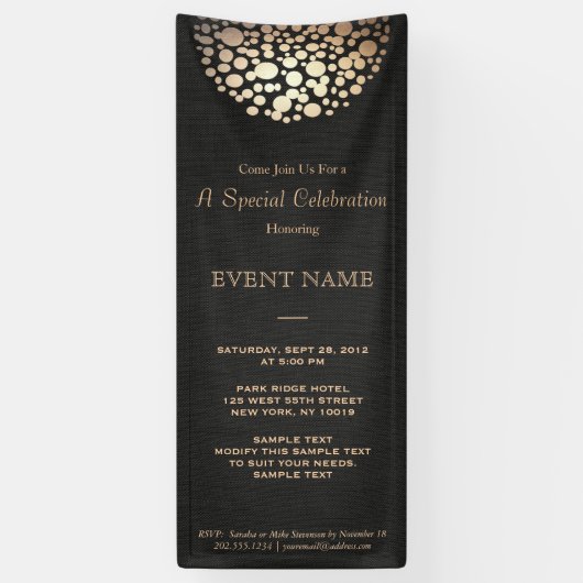 エレガント金ゴールド円球ブラック 横断幕 (縦)