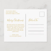 エレガント金ゴールド写真の休日の誕生発表 案内ポストカード (裏面)