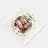 エレガント金ゴールド写真の初めてのクリスマス (コーナー)