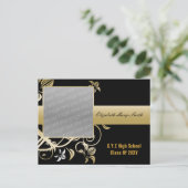 エレガント金ゴールド写真の卒業招待状 インビテーションポストカード (スタンド正面)