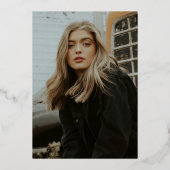 エレガント金ゴールド写真の卒業 箔招待状 (裏面)