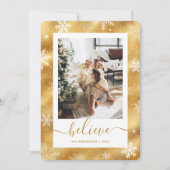 エレガント金ゴールド写真スノーフレーク シーズンカード (正面)