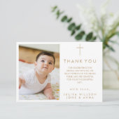 エレガント金ゴールド写真バプテスマサンキューカード サンキューカード (スタンド正面)
