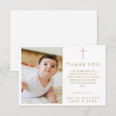 エレガント金ゴールド写真バプテスマサンキューカード サンキューカード (正面/裏面)