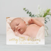 エレガント金ゴールド写真メリーリトルクリスマス 箔シーズンカード (立ち正面)