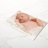 エレガント金ゴールド写真メリーリトルクリスマス 箔シーズンカード (回転した状態)