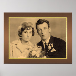 エレガント金ゴールド写真付き木縁どカスタム枠 ポスター