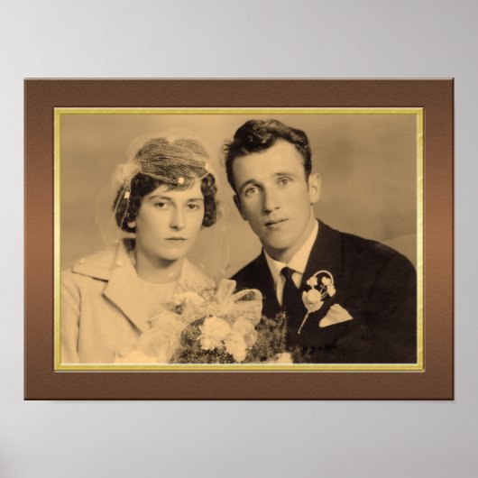 エレガント金ゴールド写真付き木縁どカスタム枠 ポスター (正面)