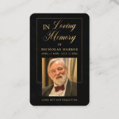 エレガント金ゴールド写真悔やみや弔慰葬儀祈りの言葉カード 名刺 (正面)