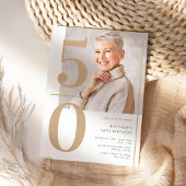 エレガント金ゴールド写真50誕生日 招待状