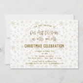 エレガント金ゴールド写真Our初めてのクリスマス招待状 (裏面)