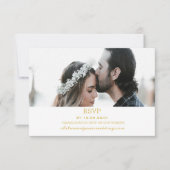 エレガント金ゴールド写真QRコー結婚ドの返信 出欠カード (正面)