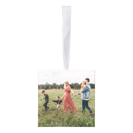 エレガント金ゴールド冬リースモノグラム写真 キューブオーナメント (右)