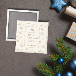 エレガント金ゴールド冬離れのクリスマス マグネット