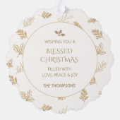 エレガント金ゴールド冬離れの足指 オーナメントカード (裏面)