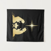 エレガント金ゴールド出生シーン | クリスチャンモダン タペストリー (正面(横))