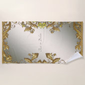 エレガント金ゴールド加飾フローラビーチタオル ビーチタオル (正面)