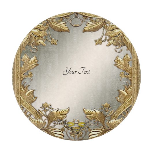 エレガント金ゴールド加飾フローラ裁断板 カッティングボード (正面)