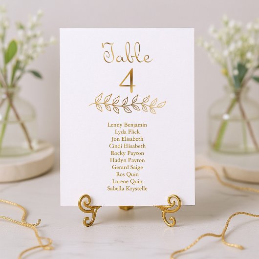 エレガント金ゴールド効果表4座席表 招待状