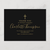 エレガント金ゴールド十字架葬式サンキューカード シーズンポストカード (正面)