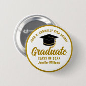 エレガント金ゴールド卒業カスタム院名タグ 缶バッジ (正面&裏面)