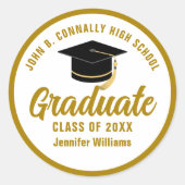 エレガント金ゴールド卒業カスタム2025年卒業 ラウンドシール (正面)