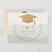 エレガント金ゴールド卒業デザイン | 夢がここから始まる ポストカード (正面/裏面)