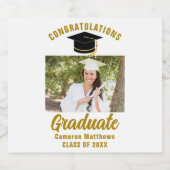 エレガント金ゴールド卒業パーティーのパーソナライズされた写真 ビールラベル (シングルラベル)