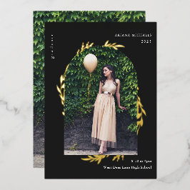 エレガント金ゴールド卒業フォイル招待状 箔招待状