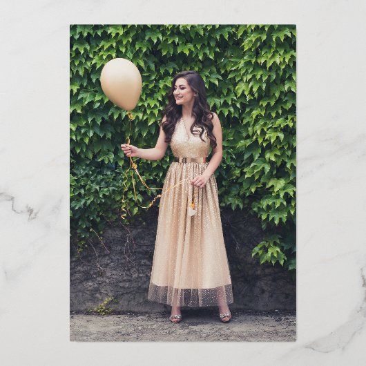 エレガント金ゴールド卒業フォイル招待状 箔招待状 (裏面)