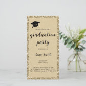 エレガント金ゴールド卒業党招待状 セーブザデート (スタンド正面)