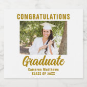 エレガント金ゴールド卒業写真カスタム院生 スパークリングワインラベル (シングルラベル)