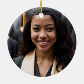 エレガント金ゴールド卒業写真卒業クリスマス セラミックオーナメント (裏面)