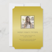 エレガント金ゴールド卒業生4写真コラージュ卒業 案内状 (裏面)