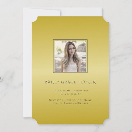 エレガント金ゴールド卒業生4写真コラージュ卒業 案内状 (裏面)