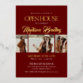 エレガント金ゴールド卒業発表 箔招待状