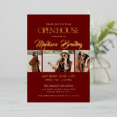 エレガント金ゴールド卒業発表 箔招待状 (立ち正面)