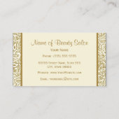 エレガント金ゴールド及びアイボリーペイズリーヘアサロン 名刺 (裏面)