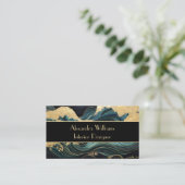 エレガント金ゴールド及びエメラルドデザイン日本のスタイル 名刺 (スタンド正面)