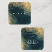 エレガント金ゴールド及びティール（緑がかった色）美しいスタイリスト スクエア名刺 (正面/裏面)
