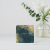 エレガント金ゴールド及びティール（緑がかった色）美しいスタイリスト スクエア名刺 (スタンド正面)