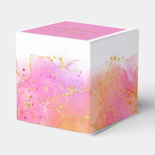 エレガント金ゴールド及びピンク結婚式の引き出物箱 フェイバーボックス (裏面サイド)