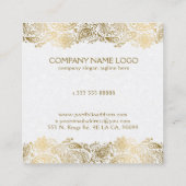 エレガント金ゴールド及び白ペイズリーウェディングプランナー スクエア名刺 (裏面)