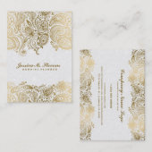 エレガント金ゴールド及び白ペイズリー3ウェディングプランナー 名刺 (正面/裏面)